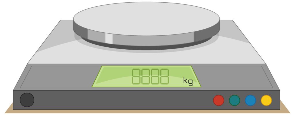 Digital weighing scale on a white background