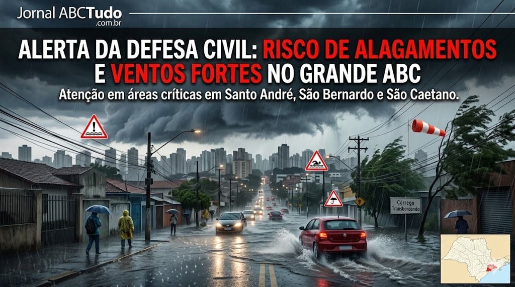 Alerta da Defesa Civil: Risco de alagamentos e ventos fortes