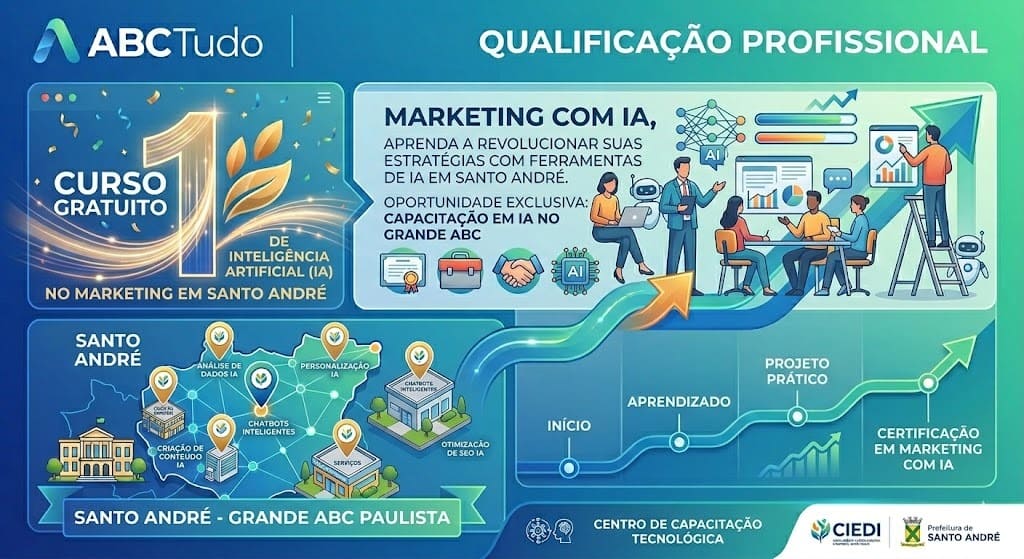 Curso gratuito de IA no marketing em Santo André!